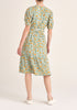 Paisie Floral Midi Wrap Dress with Peplum Hem in Green Back
